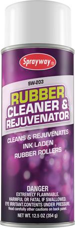 Cleaners / Degreasers SW203 Rubber Cleaner & Rejuvenator SW203 cleans and gives new life to ink-laden, hardened rollers and blankets in the printshop as well as removing the difficult soil on copier
