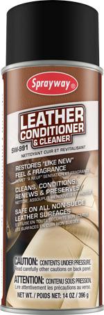 Cleaners / Degreasers SW991 Leather Conditioner & Cleaner SW991 adds moisture to leather surfaces restoring suppleness with a rich mousse-like foam.