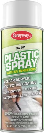 Specialty SW201 Plastic Spray Clear Fixative SW201 provides a clear acrylic protective coating that stays clear under any condition. SW201 contains "UV" protectant inhibitors.