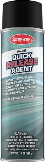 Specialty SW958 Auto Glass Quick Release Agent SW958 softens and releases the adhesive bonds for easy auto glass, carpeting and weatherstrip removal.