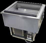 - Merchandise product in flush mount pans - Air screen over pans for NSF-7 certified temperatures - Air