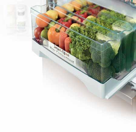 Smart, Extendable Vegetable The new vegetable compartment features a drawer-type construction that enables quick, easy access to everything stored inside.