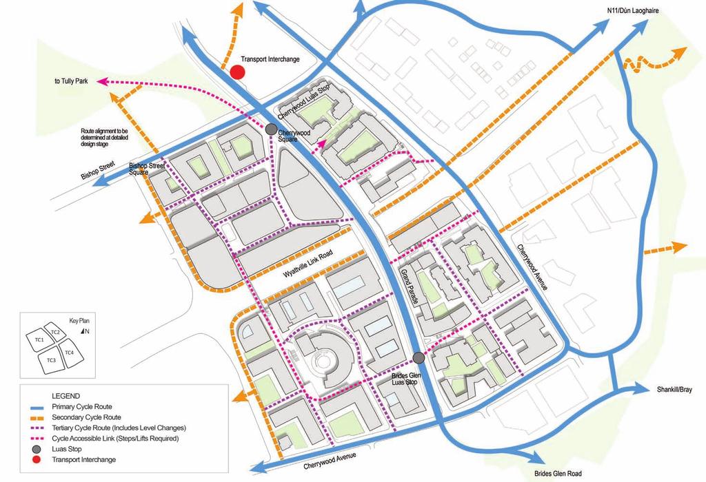 The potential conflicts with other modes and infrastructure such as cycling, public transport and vehicular traffic, which also need to be provided in and around the vicinity of the Town Centre.