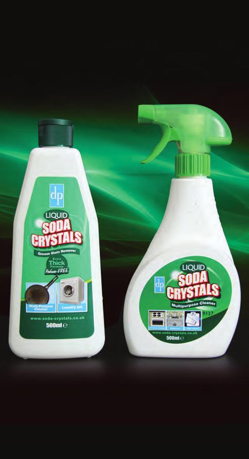 Liquid Soda Crystals For ease of use, Liquid Soda Crystals in a triggerspray or pouring bottle can be used for a variety of cleaning and laundry tasks.