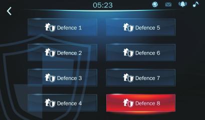 Defense zones -5 are disalarm status. Custom mode: Defense zones -5 are set by the user. SOS: Emergency after select this icon. Picture - will pop up. Press confirm to call the emergency immediately.