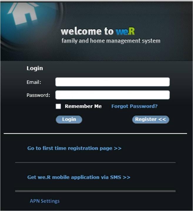 We.R System Registration and Remote Access Figure 4: We.R Welcome Screen with Roll down Menu 4.