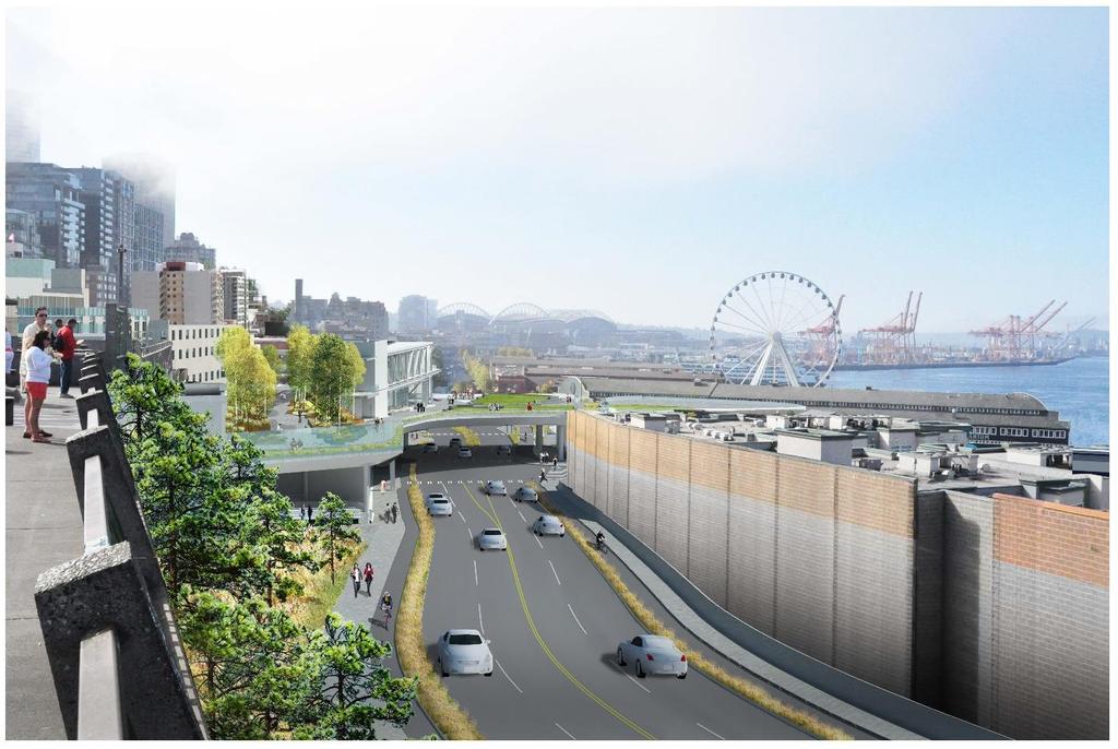 result in negative impacts if the kiosk structures or tree canopies were to block or interfere with scenic views along the waterfront or toward Puget Sound and the Olympic Mountains.