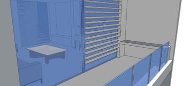 The louver system is used in front of the windows of the children s bedrooms and main bedroom.