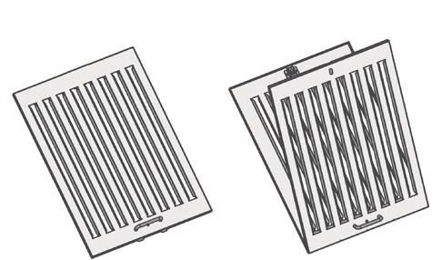 4 PROLINE RANGE HOODS grease filters baffle filter The baffle filter is equipped with a spring loaded handle.