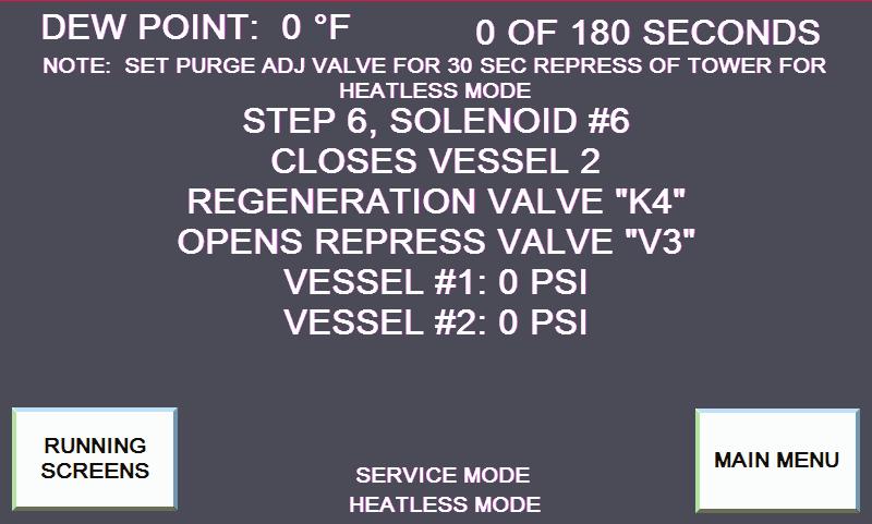 ABP Series Manual 5.2.5 STEP FIVE: Cooling Running/Operation Screen 5.2.6 STEP SIX: Vessel 2 Re-pressurization Running/ Operation Screen FIGURE 5-5: Step Five Vessel 2 cooling period lasts a maximum of 53 minutes.