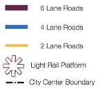 The planned street types include: LINCOLN AVE LINCOLN AVE 25 25 26 SKY RIDGE AVE SKY RIDGE AVE Lone Tree City Center Station RidgeGate Station RIDGEGATE PKWY PEORIA ST Lone