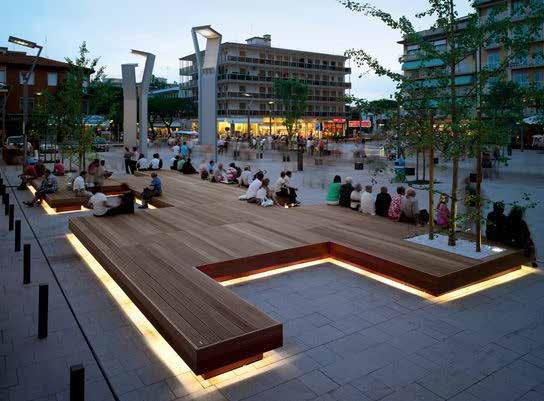 11 Use down-lighting in the plazas, parks and public right-of-way when possible and incorporate a variety of lighting products at a hierarchy of scales. C.