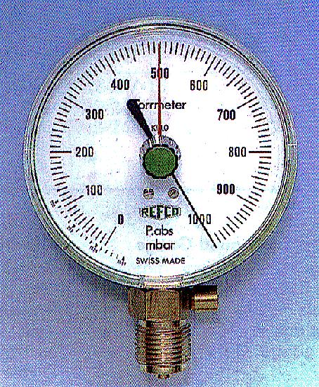 Suction gauge: Measuring the overpressure.