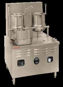 MODULAR BASE TILTING KETTLES GAS SMALL CAPACITY KETTLES KETTLES These boiler based kettles are 2/3 jacketed, type 316 stainless steel liner and operate from 5-15 PSI at 1/4 BHP per kettle.