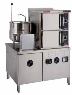 BOILER BASED CONVECTION STEAMERS CONVECTION STEAMERS CONVECTION STEAMER/KETTLE COMBINATIONS These two compartment convection steamer and 6, 10 or 12 gallon kettle combination models sit on a 42