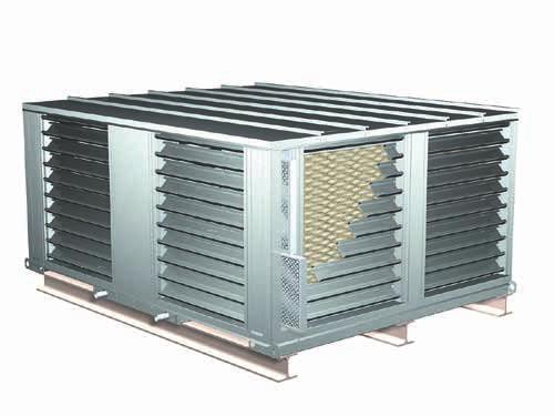 Accessories Evaporative Cooling The evaporative cooling section includes a galvanized steel housing with a louvered intake, 2-inch aluminum mesh filters and stainless steel evaporative cooling