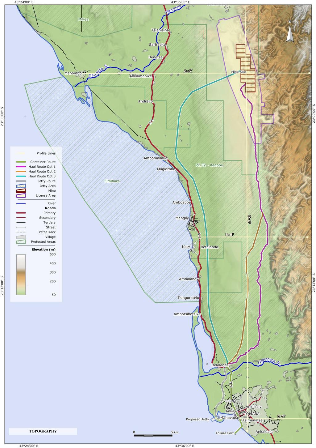 Map 8-1: Topography of the region surrounding the proposed