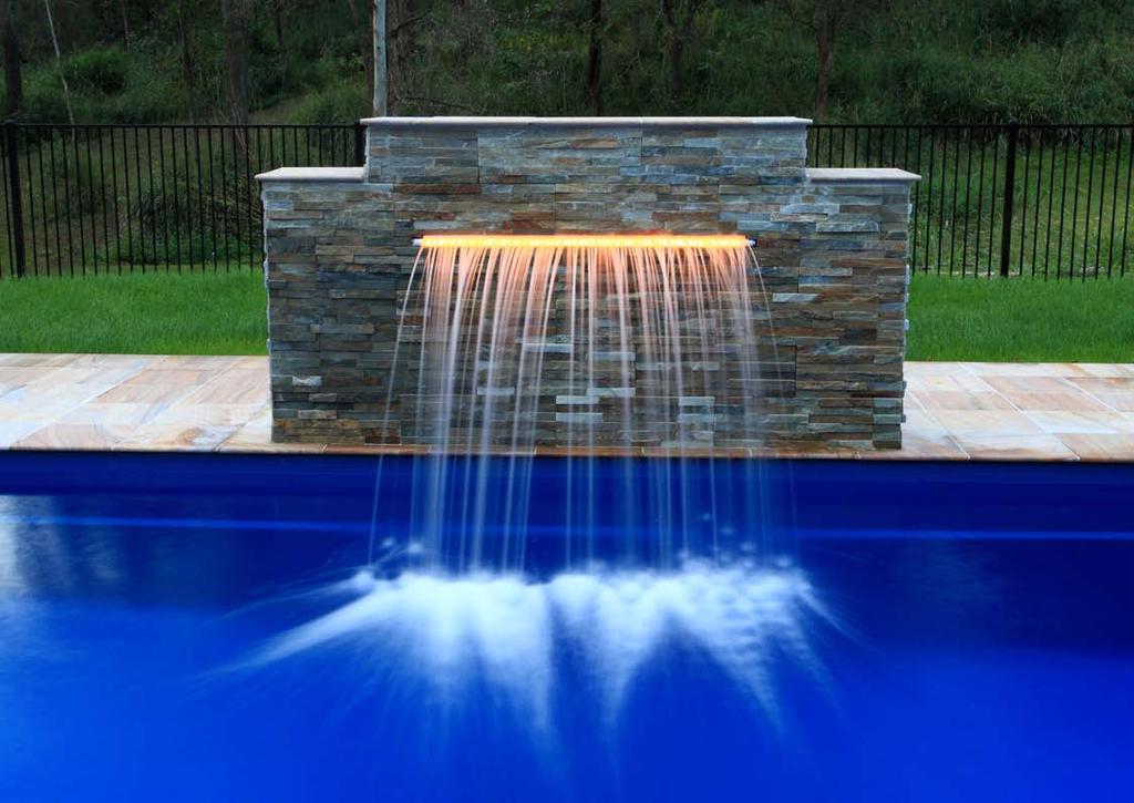 This Cascade water feature has striking burnt orange coloured LED light