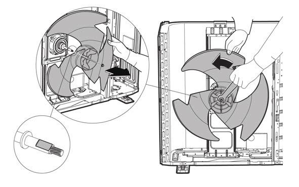 PIA24265B: Procedure Illustration 1) Remove the nut securing the fan with a spanner (see