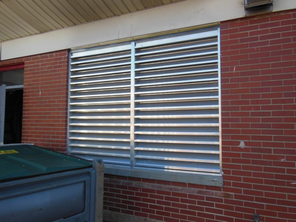Exterior Combustion Air Louvers with manually opened dampers and sheet