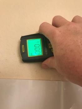 Moisture meter did not indicate abnormal moisture content presently. 3.