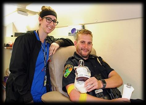 Members of the Titusville Police Department were happy to donate the gift of life on the Big Red Bus!