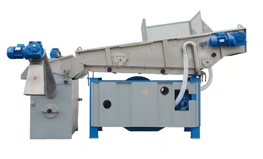 The continuous discharge of solid sediments is ensured by the special mobile, bladed ring located at the bottom of the tank.