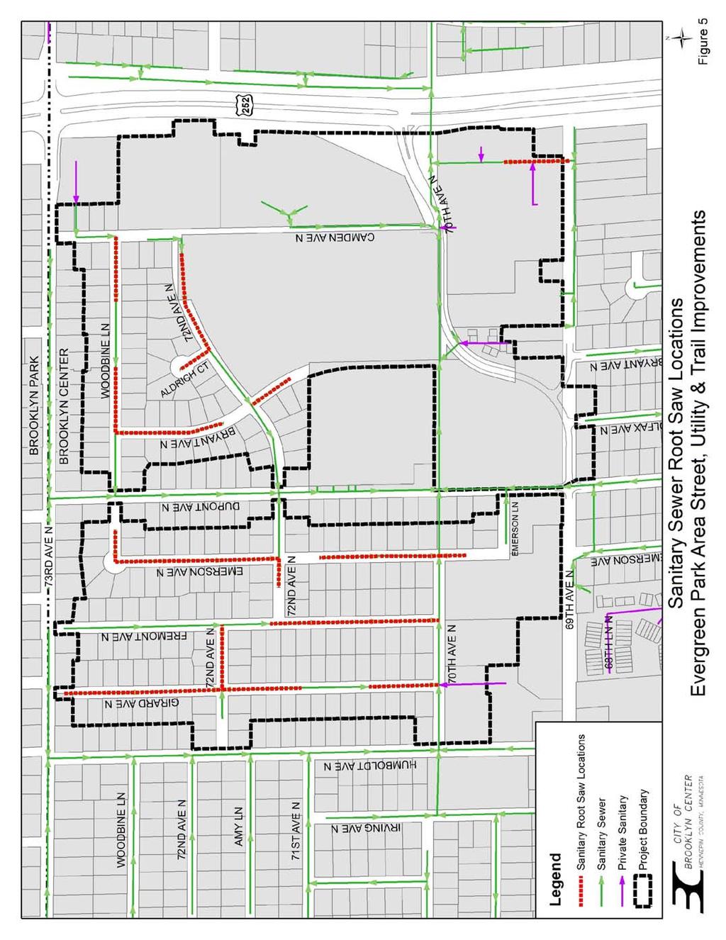 Figure 5: Sanitary Sewer Root Saw Locations Feasibility Report