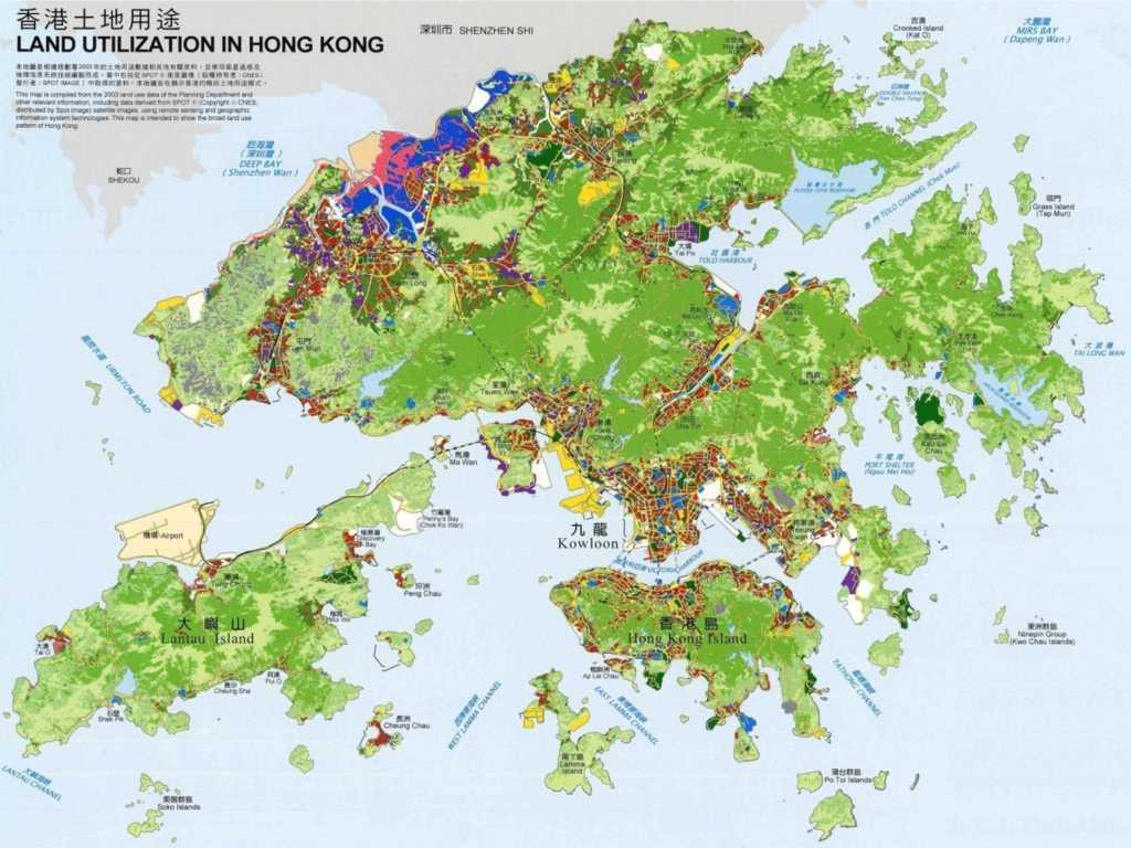 Land Utilisation in Hong Kong 24.2% (268 km 2 ) Urban or built-up area 66.3% (737 km 2 ) Woodland/Shrubland/ Grassland/Wetland 0.7% (7 km 2 ) Barren land 2.