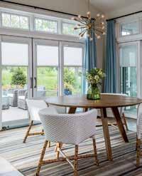 Decorative style choices that include cellular fabric shades or aluminum blinds. Between-the-glass blinds or shades harbor fewer indoor allergens than roomside window treatments.