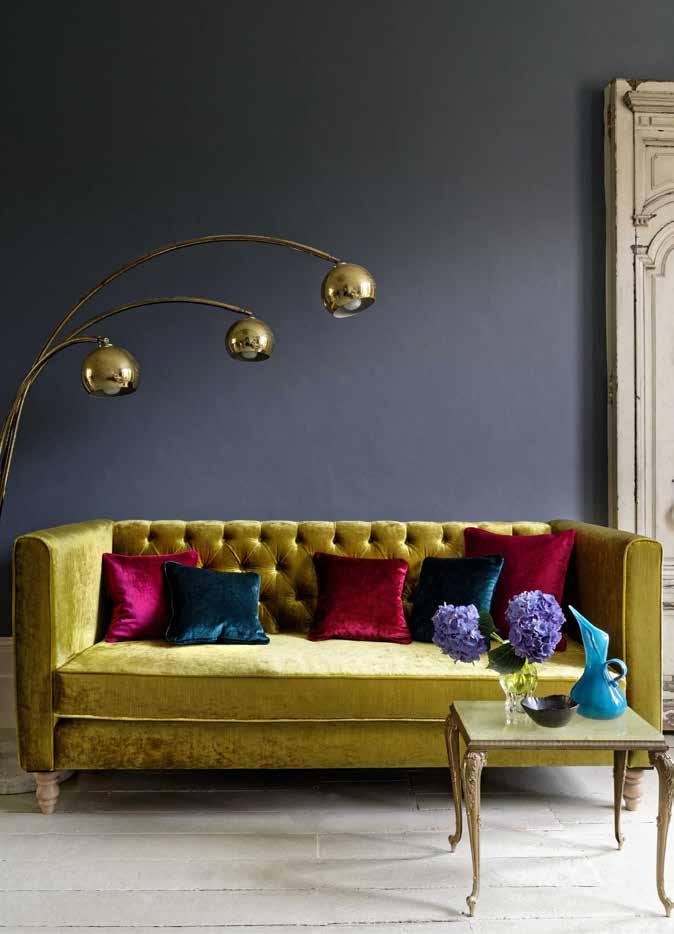 Sofa: Chartreuse Cushions left to right: Magenta & Peacock.
