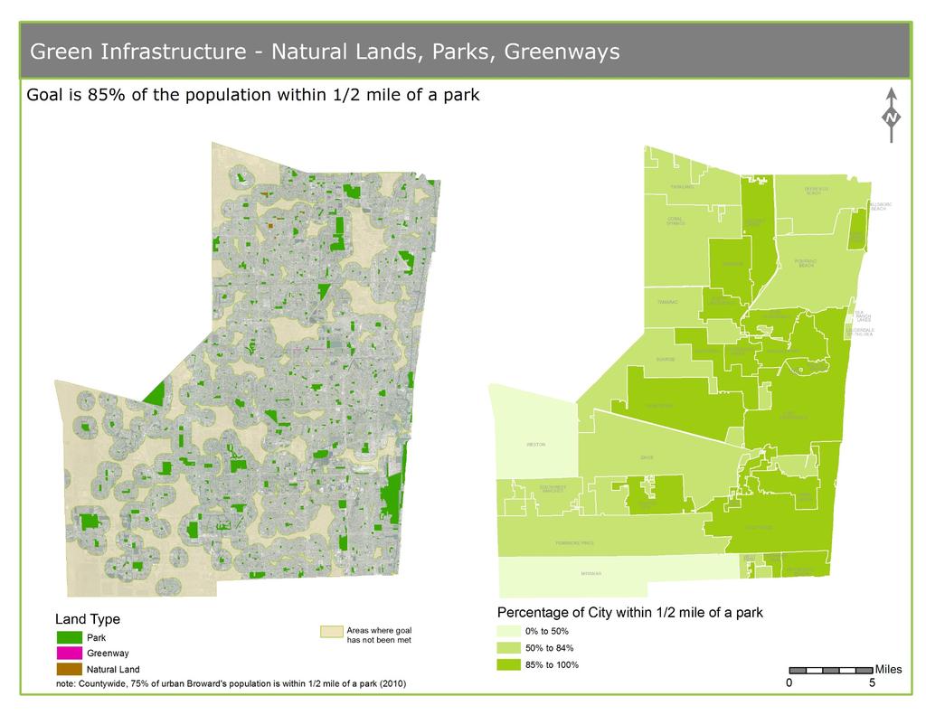 Natural Lands, Parks & Greenways Left Tan areas show