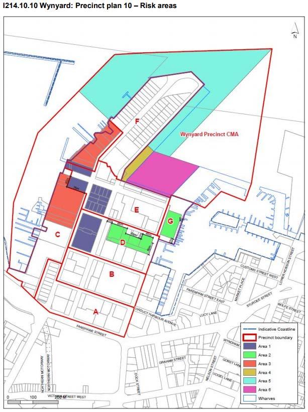 Figure 26: Risk Areas as included in the AUP Wynyard Precinct In summary, the following activity classifications are of relevance to the AC36 proposal: events of any size and entertainment facilities