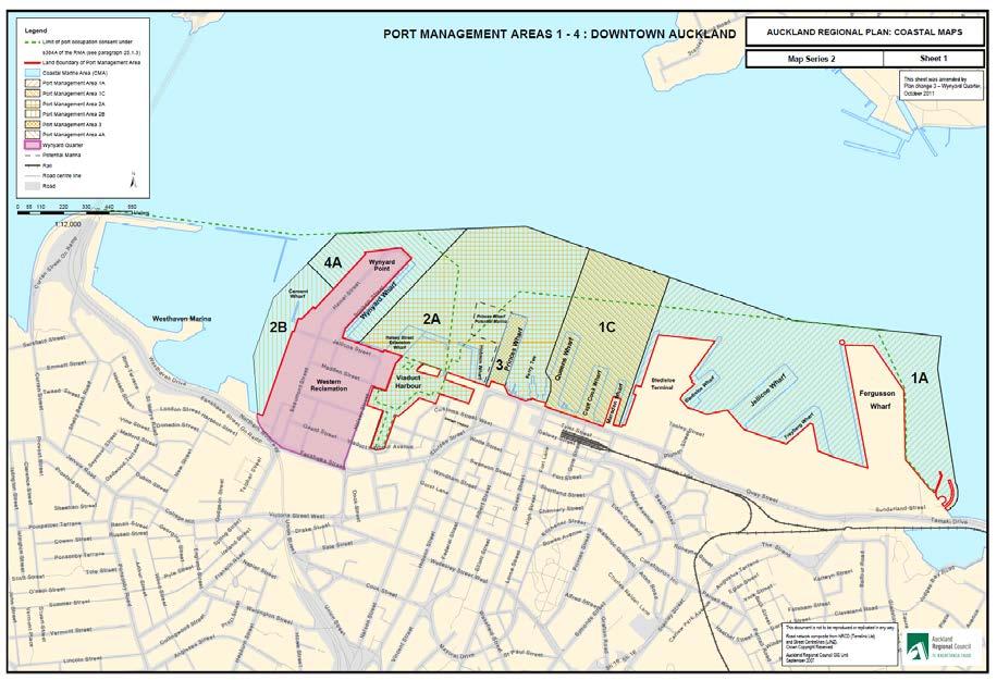 Figure 28 Plan of Port Management Areas (ARP: C) The Port Management Areas provide for a comprehensive and integrated planning approach for the City Centre waterfront in order to facilitate an