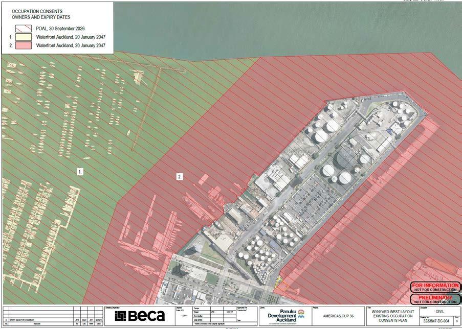 Figure 10: Existing Occupation Permits for Wynyard Quarter West The relevant waterspace management agreements and coastal licenses are set out on the plan below.