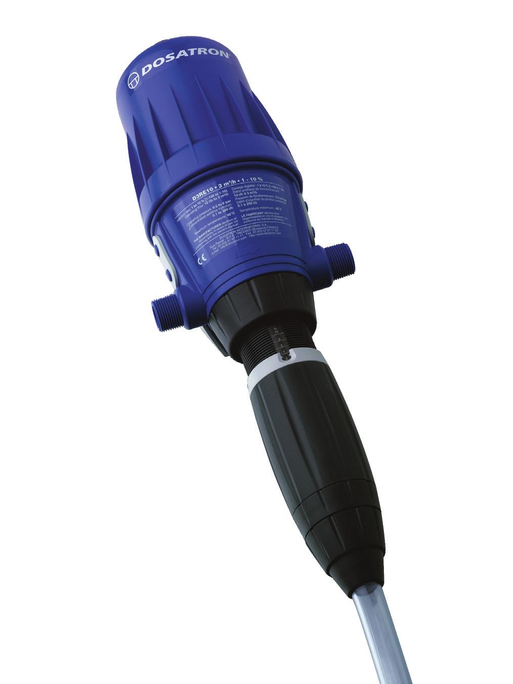 FLUID MIXING & DISTRIBUTION Dosatron D3RE10 Water-powered proportional dosing pump Simple to operate Not effected by water pressure and flow variations Ensures a correct and uniform blending of metal