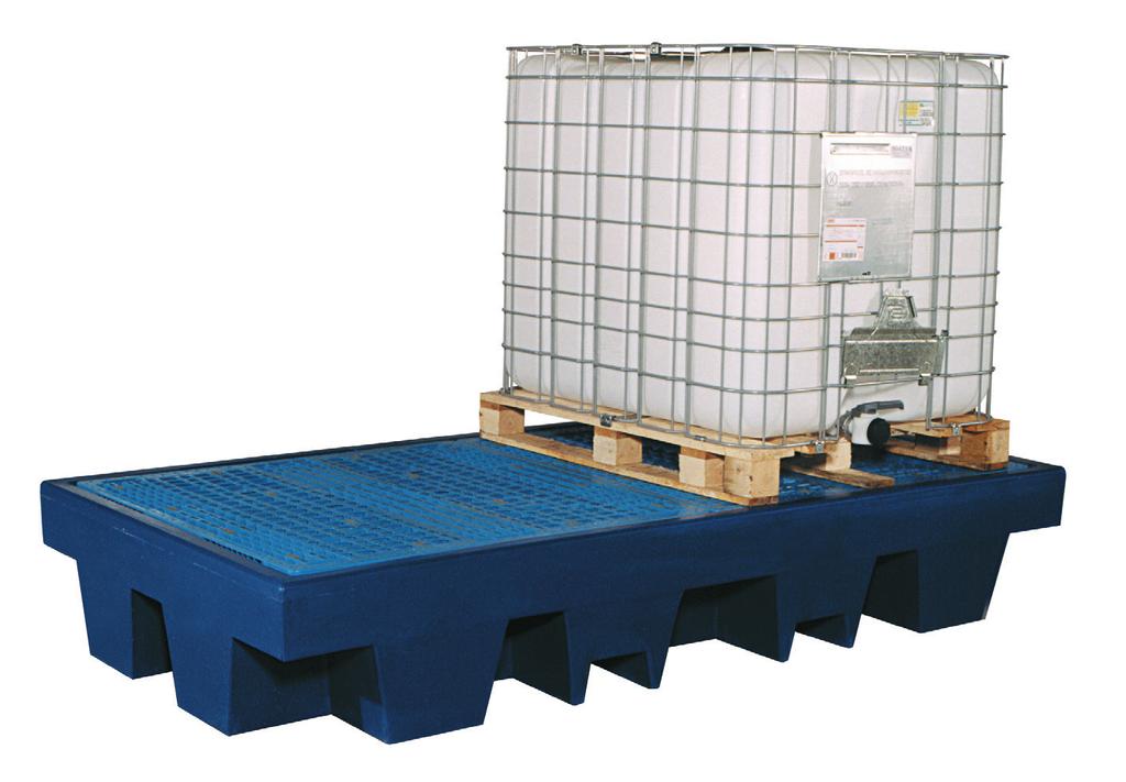 EXTERNAL & INTERNAL STORAGE Indoor Bunded Storage Polyethylene spill pallets Rotationally moulded All sumps compliant with UK regulations.