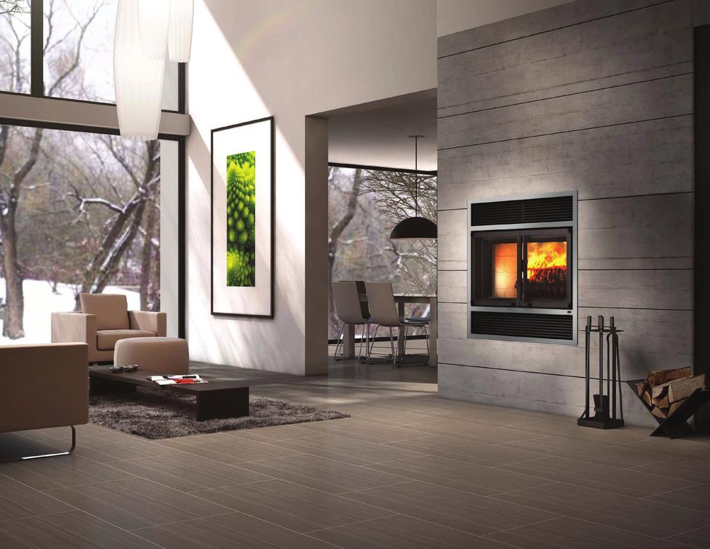 Decorative fireplace with modern style folding doors and narrow painted