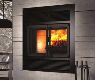 Decorative fireplace with modern style folding doors and narrow antique
