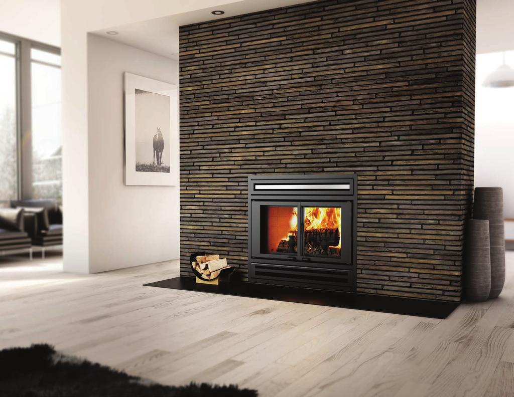 Decorative fireplace with modern style doors and