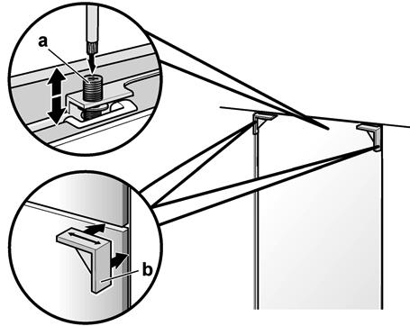 Hang the furniture door on the threaded rod (a). 2.