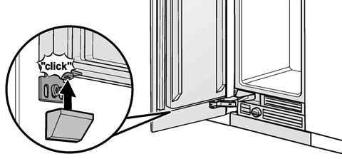 Screw on the lower fixing angle The lateral adjustment of the door is fixed through the lower fastening angles.