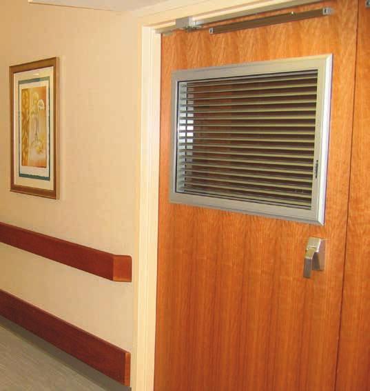 IN ADDITION TO ALLOWING STAFF SUPERVISION, INTEGRATED LOUVERS ALSO ADDRESS CRITICAL SAFETY ISSUES IN THREE WAYS. Integrated louvers in office doors allow for adjustable privacy.