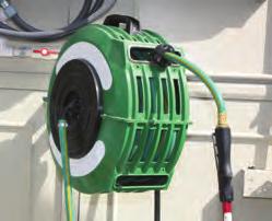 Hose Reel Hoses normally take up valuable floor space in a greenhouse and are difficult to manage. Solar Innovations, Inc. offers a retractable hose reel.