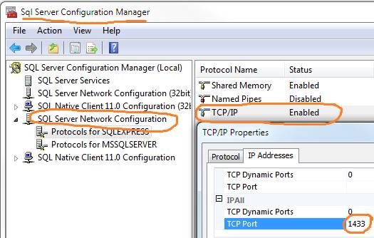i. Enable incoming port UDP on port 1434 ii. Enable incoming port TCP on port 1433 3.