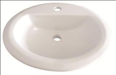 Color: White 14 N2364 Counter Lavatory: Vitreous China Under counter, front overflow, one-hole