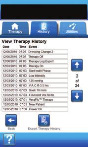 Therapy History Screen The View Therapy History screen displays the patient s therapy information in date, time and event columns (e.g.