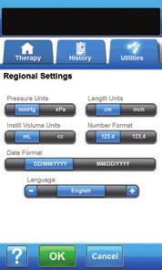 Regional Settings Screen Use the Regional Settings screen to set the language, unit of measure, number format and date format displayed by the V.A.C.ULTA Therapy Unit. 1.
