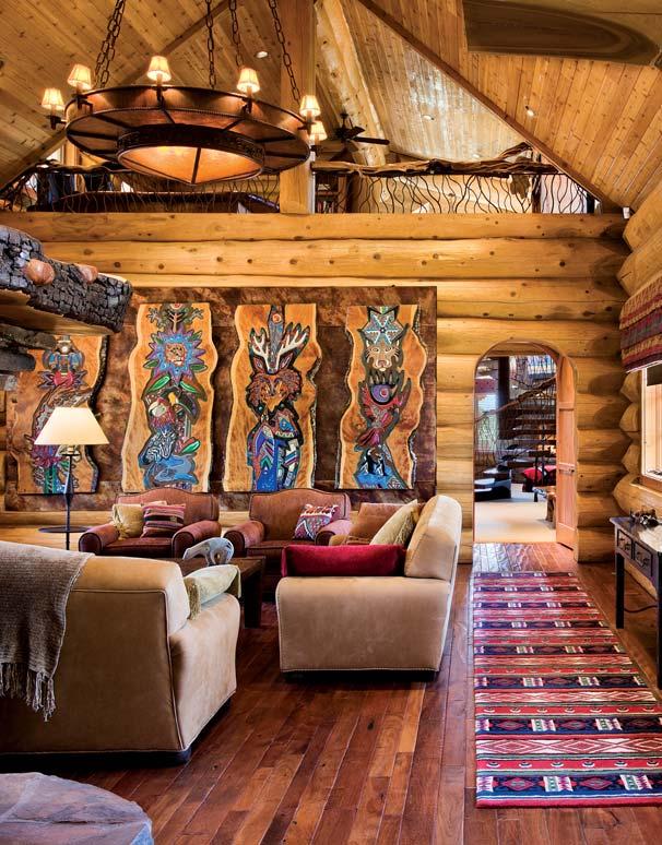 Southwestern styling, large-scale furniture and works by local artists make a bold statement throughout the home.