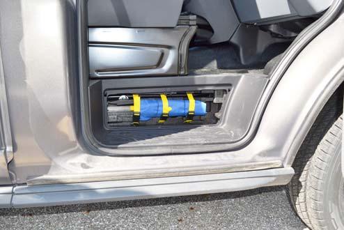 SECTION 2 SAFETY AND PRECAUTIONS Lug Wrench The jack is stored beneath passenger side dinette seat at rear. Open passenger side rear door to access.